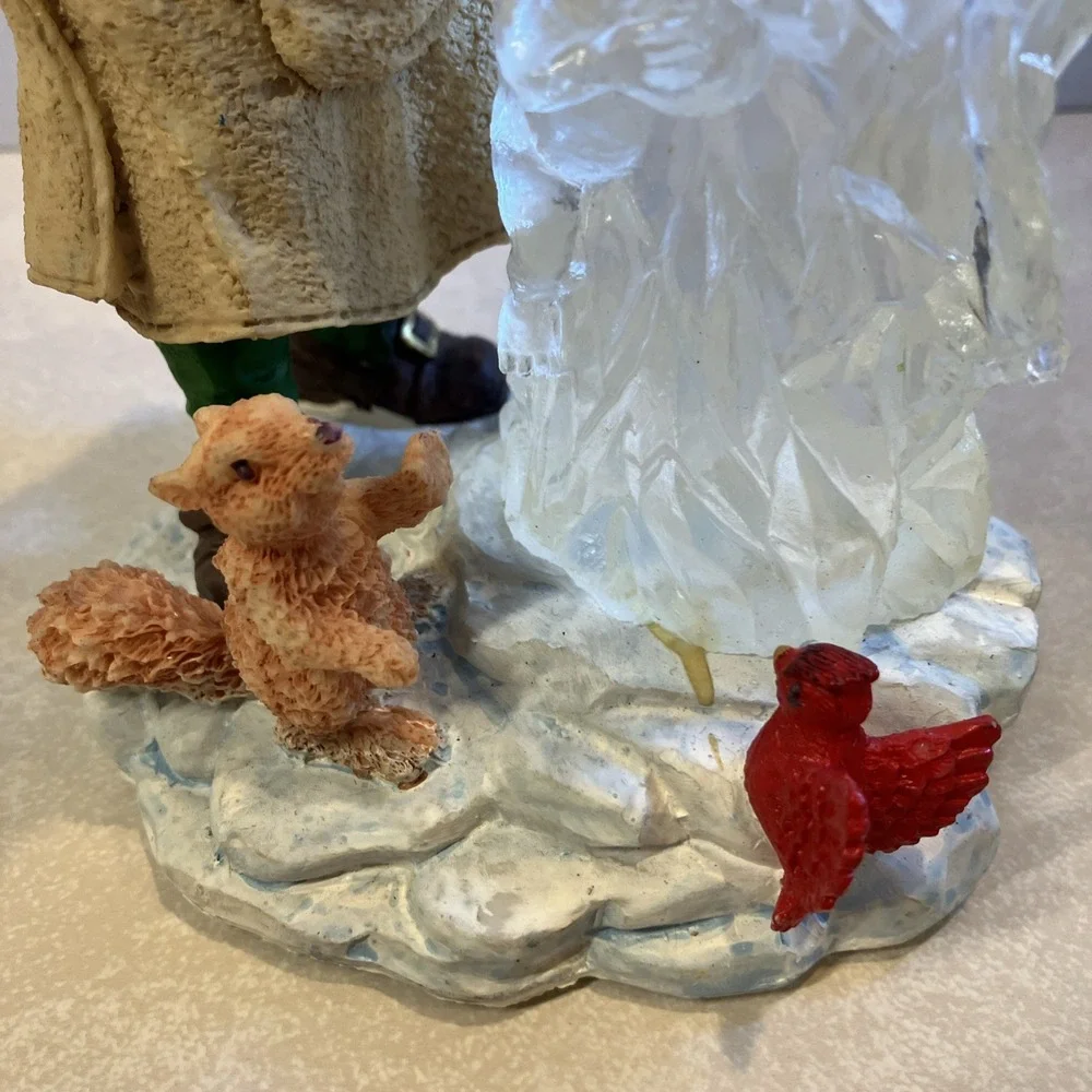 Vtg Santa Claus Carving Ice Angel Figurine Resin Christmas Decor Squirrel Bird